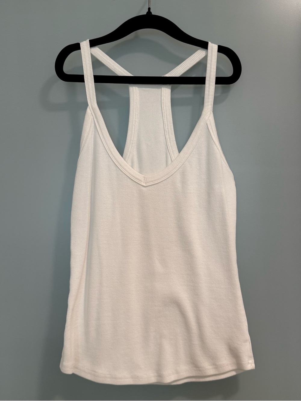 Women's White Racerback Tank Top - Lightweight Cotton V-Neck Layering Camisole